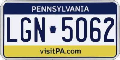 PA license plate LGN5062