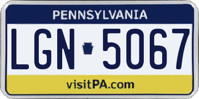 PA license plate LGN5067