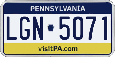 PA license plate LGN5071