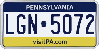 PA license plate LGN5072