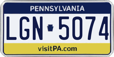PA license plate LGN5074