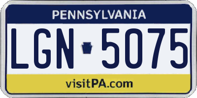 PA license plate LGN5075