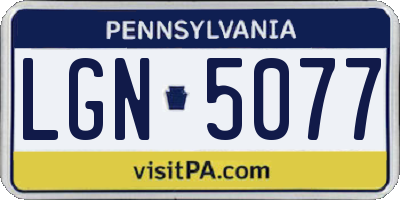 PA license plate LGN5077