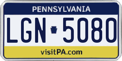 PA license plate LGN5080