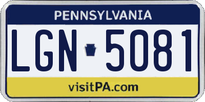 PA license plate LGN5081