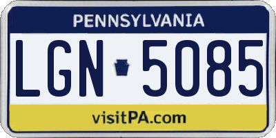 PA license plate LGN5085