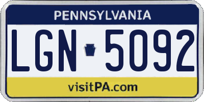 PA license plate LGN5092