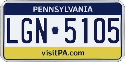 PA license plate LGN5105