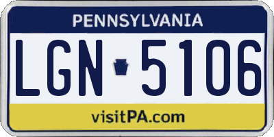 PA license plate LGN5106