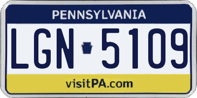 PA license plate LGN5109