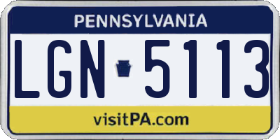PA license plate LGN5113