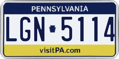 PA license plate LGN5114