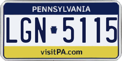PA license plate LGN5115