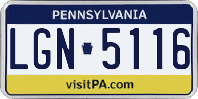 PA license plate LGN5116