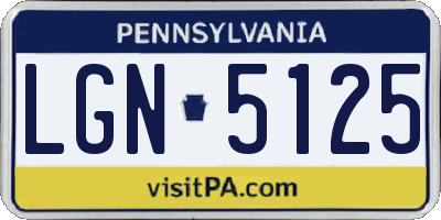 PA license plate LGN5125