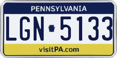 PA license plate LGN5133