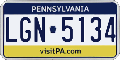 PA license plate LGN5134