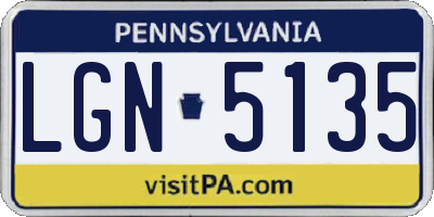 PA license plate LGN5135