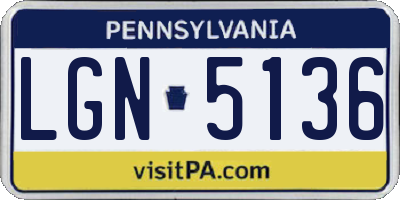 PA license plate LGN5136