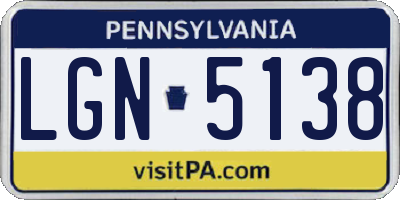 PA license plate LGN5138