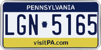PA license plate LGN5165