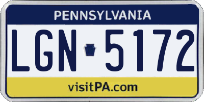 PA license plate LGN5172