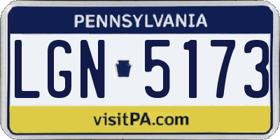 PA license plate LGN5173