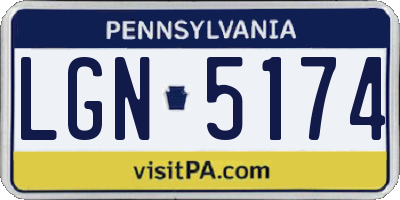 PA license plate LGN5174