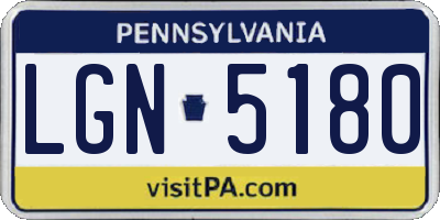 PA license plate LGN5180