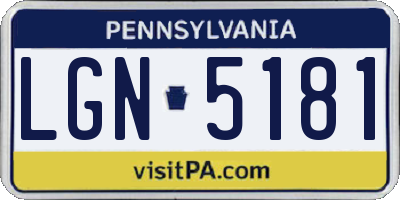 PA license plate LGN5181