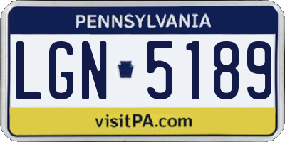 PA license plate LGN5189