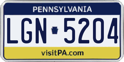 PA license plate LGN5204