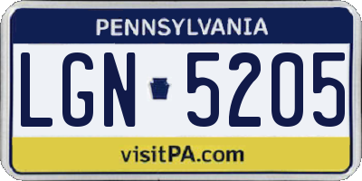 PA license plate LGN5205