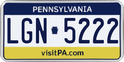 PA license plate LGN5222