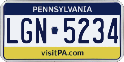 PA license plate LGN5234
