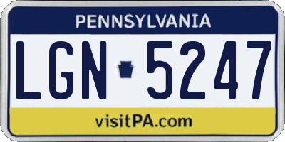 PA license plate LGN5247