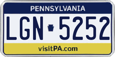 PA license plate LGN5252