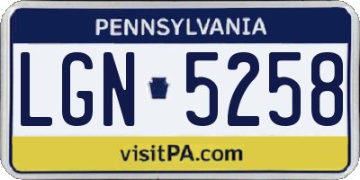 PA license plate LGN5258