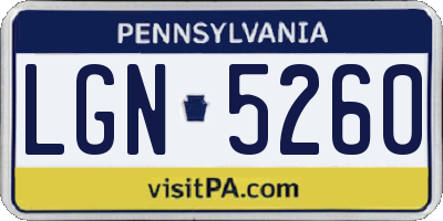 PA license plate LGN5260