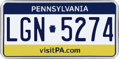PA license plate LGN5274
