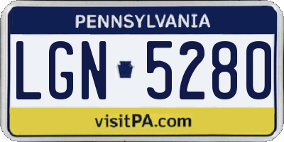 PA license plate LGN5280
