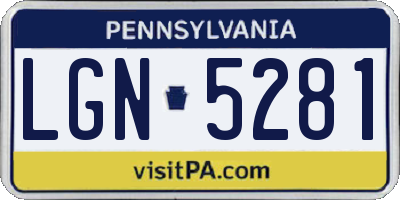 PA license plate LGN5281