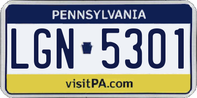 PA license plate LGN5301