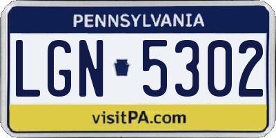 PA license plate LGN5302