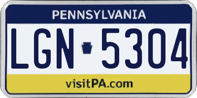 PA license plate LGN5304