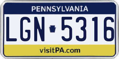 PA license plate LGN5316