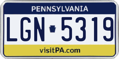 PA license plate LGN5319