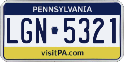 PA license plate LGN5321