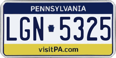 PA license plate LGN5325