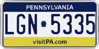 PA license plate LGN5335